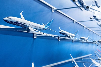 The model wall at our flagship Boeing Store at Boeing Future of Flight.